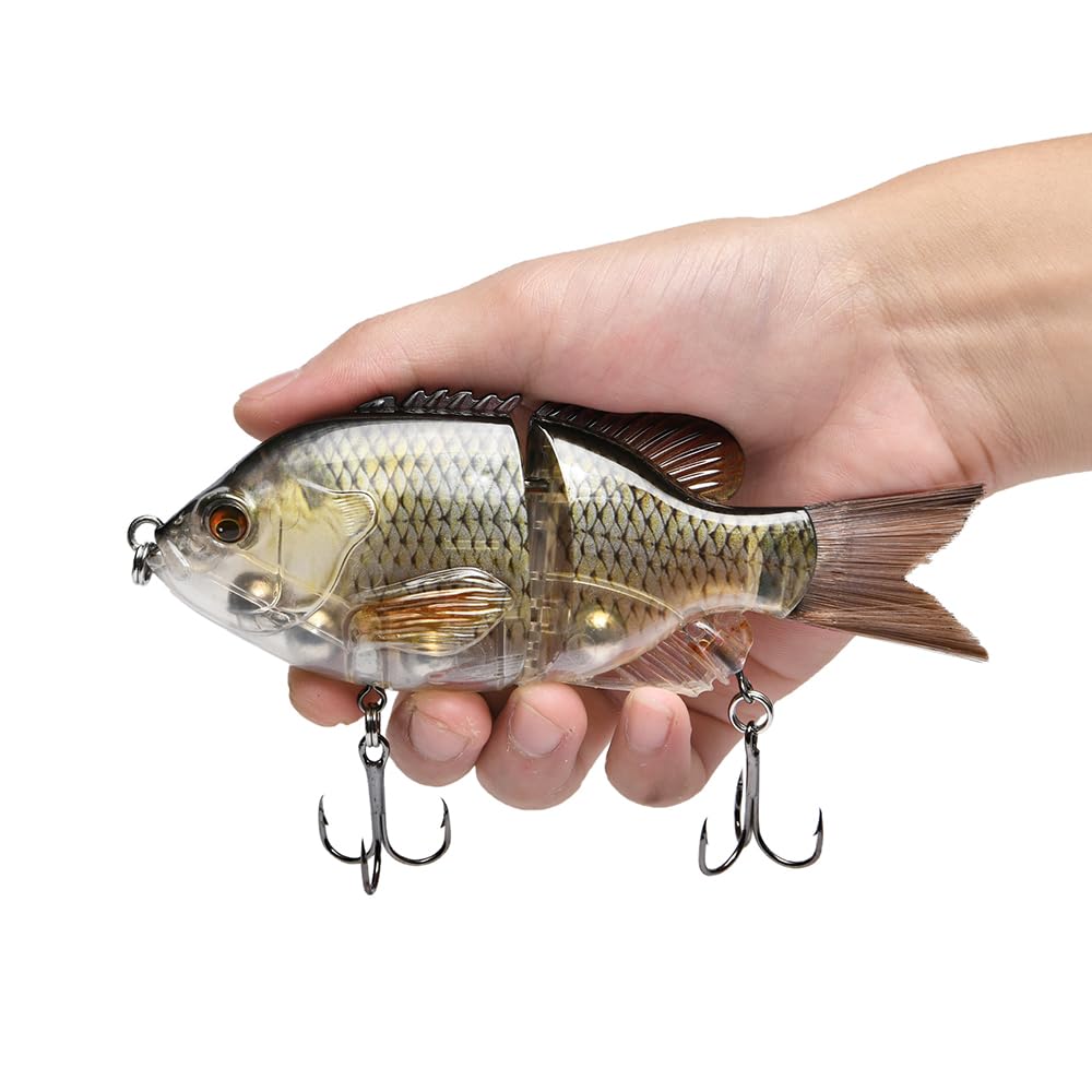 5.9in Multi Jointed Swimbait Fishing Lures Bait,2 Segment Big Giant Sinking Fishing Bass Lures,Crankbaits Swimbaits with Treble Hook