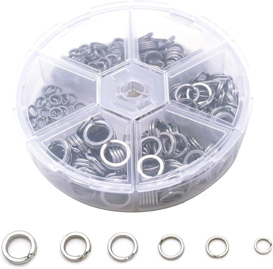 Heavy Duty Stainless Steel Split Rings Double Fishing Lure Rings,6 Sizes 5.2-10.3mm Split Rings,40-200LB