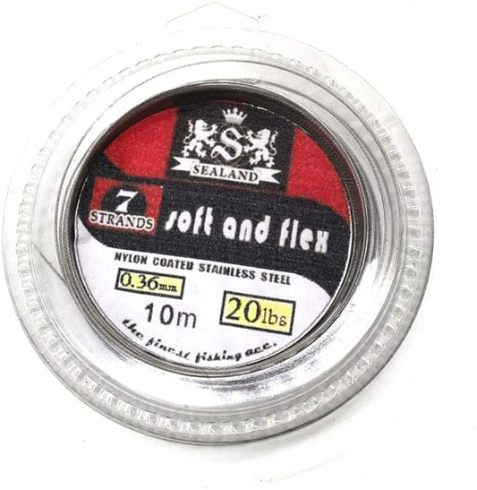 5LB-200LB 7 Strands Fishing Line Wire Leader Nylon Coated Stainless Steel Leader Wire with Crimps Sleeves