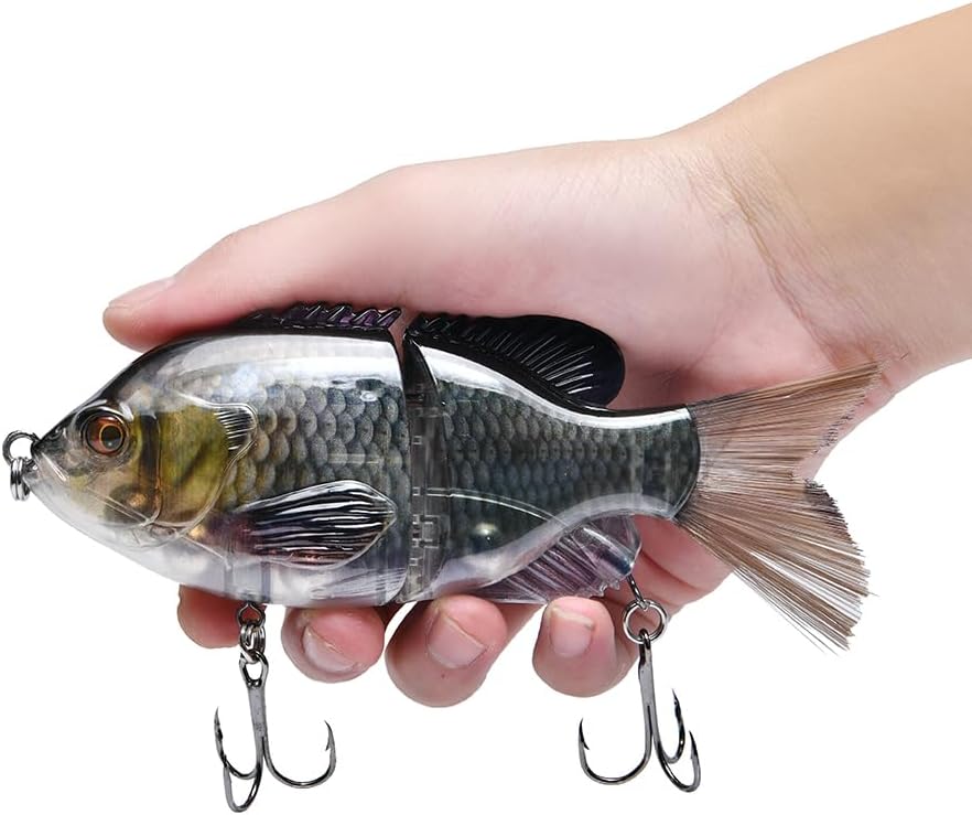 5.9in Multi Jointed Swimbait Fishing Lures Bait,2 Segment Big Giant Sinking Fishing Bass Lures,Crankbaits Swimbaits with Treble Hook