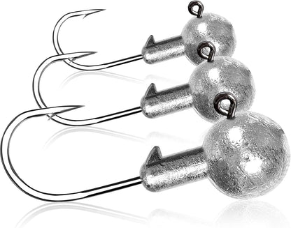 AMYSPORTS Trout Freshwater Jig Head Hook Saltwater Tackle Jig Hook Lead Round Ball Fishing Jigs Lead Sharp