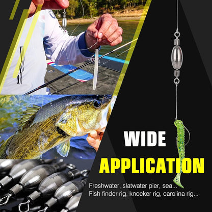 AMYSPORTS Drop Shot Fishing Sinkers Tackle Casting Swivel Fishing Weight Sinker Bullet Fishing Sinker Saltwater Removable Freshwater