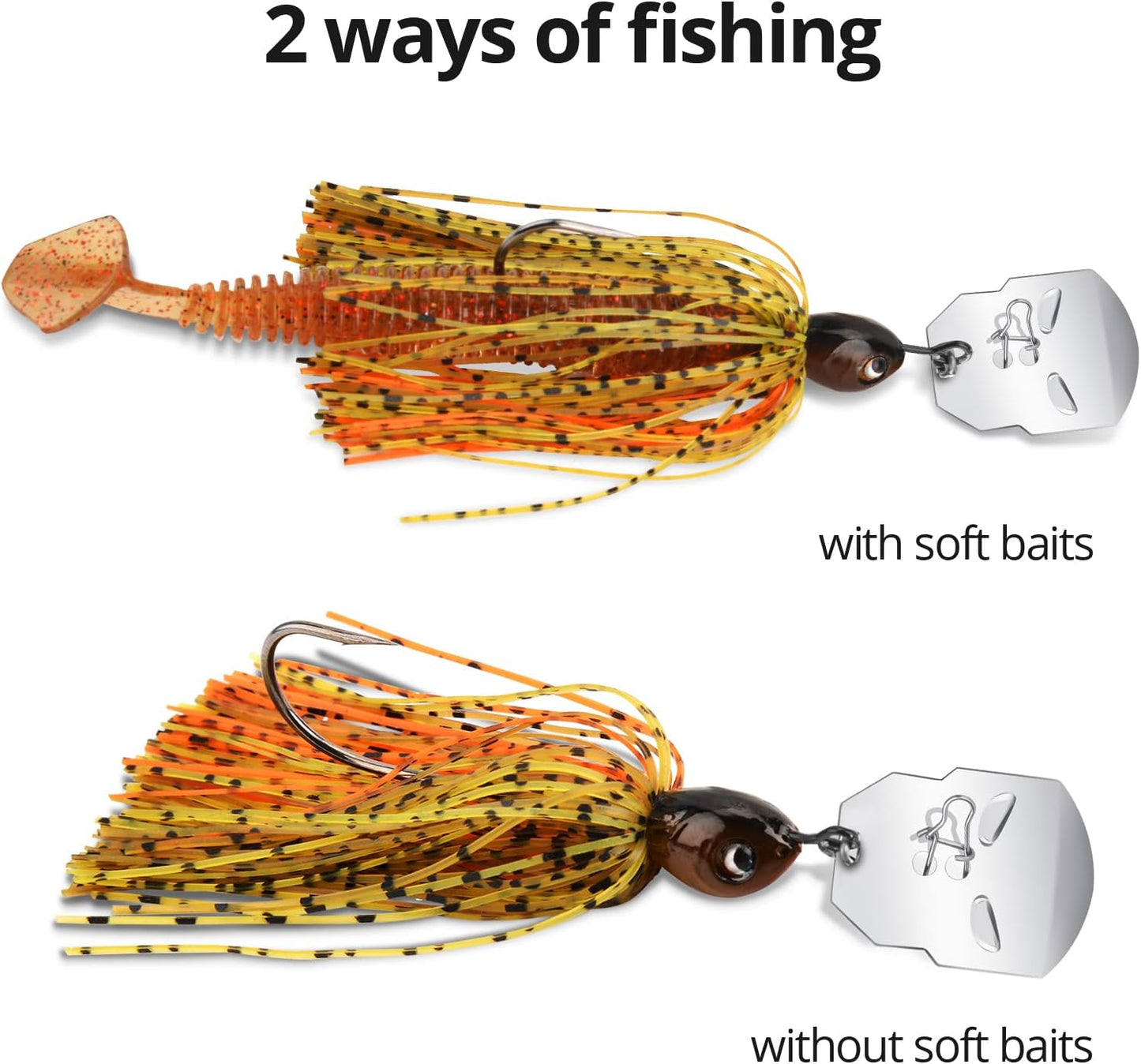 MadBite by KastKing Bladed Jig Fishing Lures, Multi-Color Kits, Irresistible Vibrating Action, Sticky-Sharp Heavy-Wire Needle Point Hooks, Popular 3/8 oz and 1/2 oz Sizes, Includes Storage Box