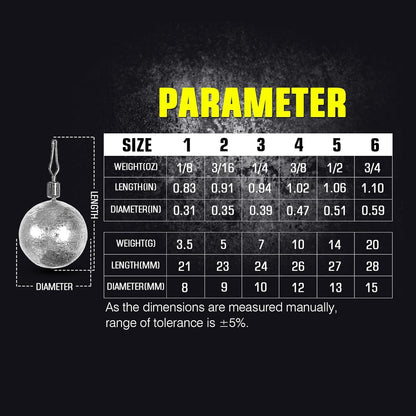 AMYSPORTS Casting Bass Weights Sinker Lead Round Removable Fishing Weights Sinker Drop Shot Fishing Sinker Freshwater