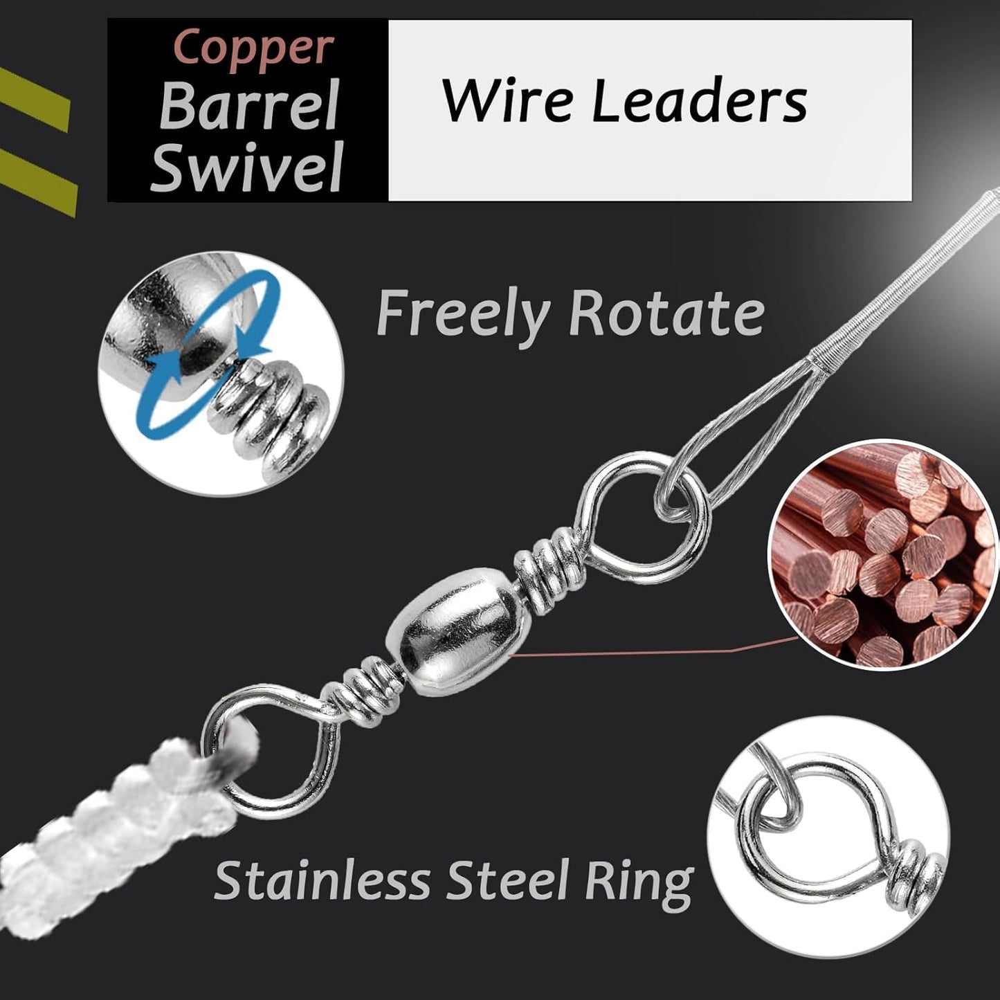 AMYSPORTS Freshwater Wire Fishing Leader Stainless Heavy Duty Wire Leader Fishing Saltwater Rigs Leaders Fishing Steel White Nickel