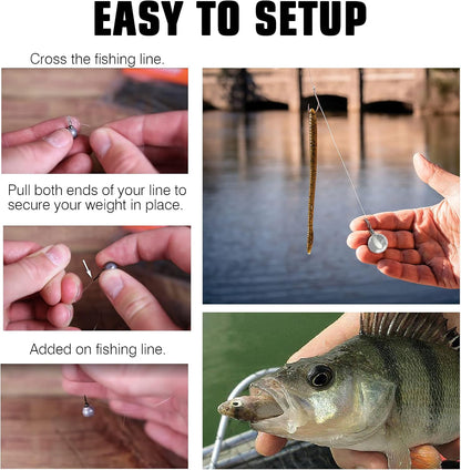 AMYSPORTS Casting Bass Weights Sinker Lead Round Removable Fishing Weights Sinker Drop Shot Fishing Sinker Freshwater
