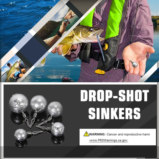 AMYSPORTS Casting Bass Weights Sinker Lead Round Removable Fishing Weights Sinker Drop Shot Fishing Sinker Freshwater
