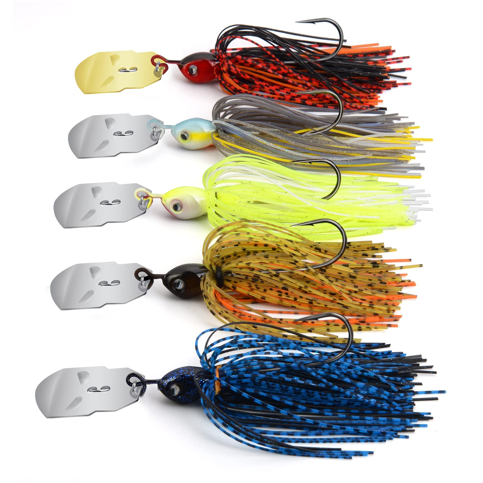 MadBite by KastKing Bladed Jig Fishing Lures, Multi-Color Kits, Irresistible Vibrating Action, Sticky-Sharp Heavy-Wire Needle Point Hooks, Popular 3/8 oz and 1/2 oz Sizes, Includes Storage Box