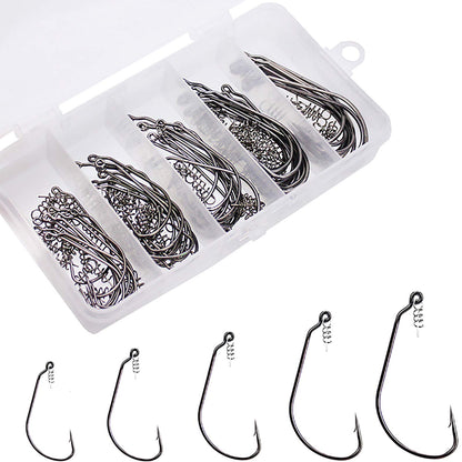 Fishing Hook Wide Gap Offset Worm Hooks Jig Fishing Hooks Set Fishhook Bass Fsihing Tackle