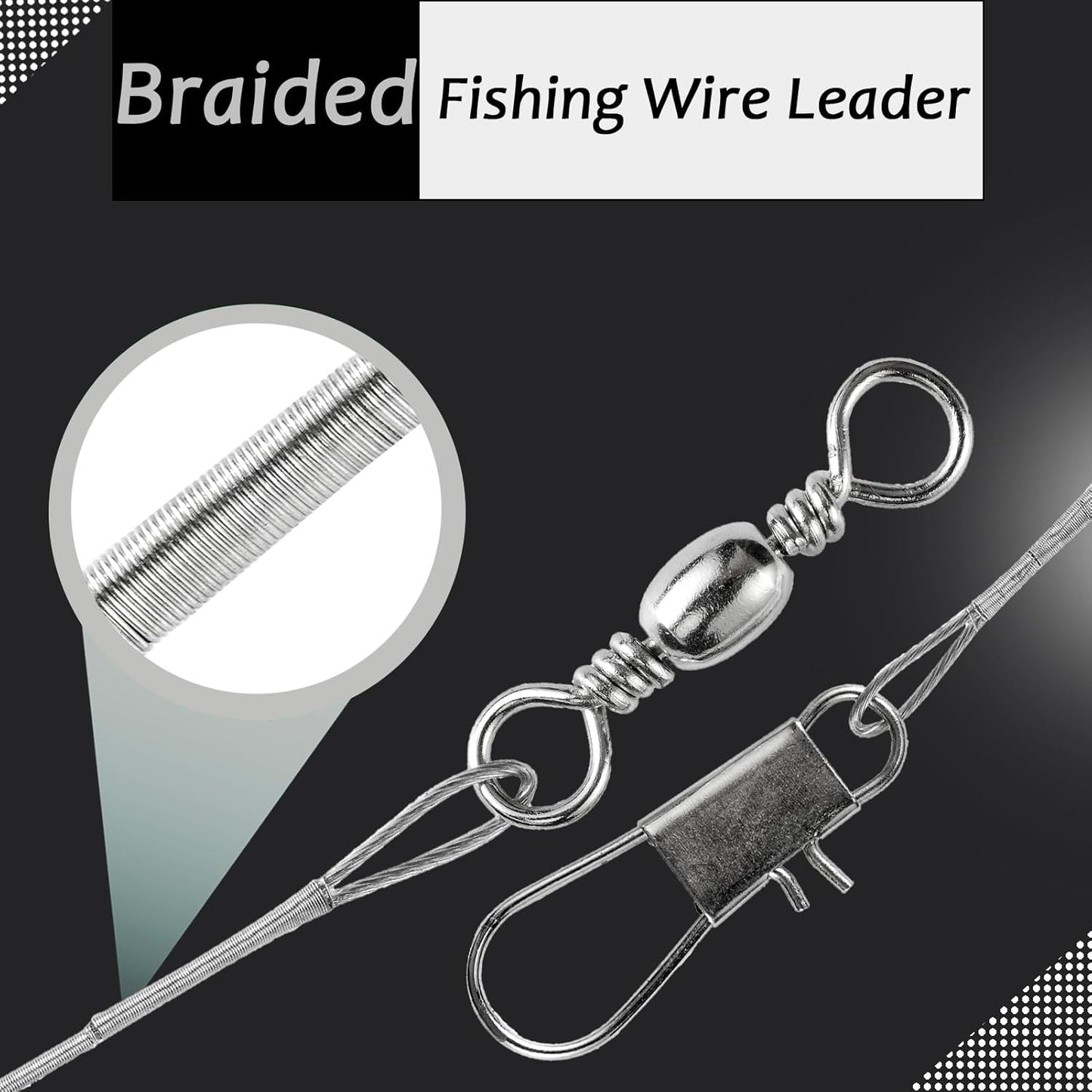 AMYSPORTS Freshwater Wire Fishing Leader Stainless Heavy Duty Wire Leader Fishing Saltwater Rigs Leaders Fishing Steel White Nickel