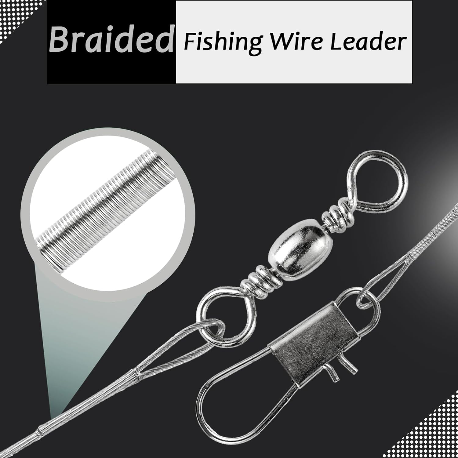AMYSPORTS Freshwater Wire Fishing Leader Stainless Heavy Duty Wire Leader Fishing Saltwater Rigs Leaders Fishing Steel White Nickel