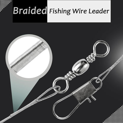 AMYSPORTS Freshwater Wire Fishing Leader Stainless Heavy Duty Wire Leader Fishing Saltwater Rigs Leaders Fishing Steel White Nickel