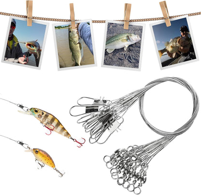 AMYSPORTS Freshwater Wire Fishing Leader Stainless Heavy Duty Wire Leader Fishing Saltwater Rigs Leaders Fishing Steel White Nickel