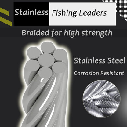 AMYSPORTS Freshwater Wire Fishing Leader Stainless Heavy Duty Wire Leader Fishing Saltwater Rigs Leaders Fishing Steel White Nickel
