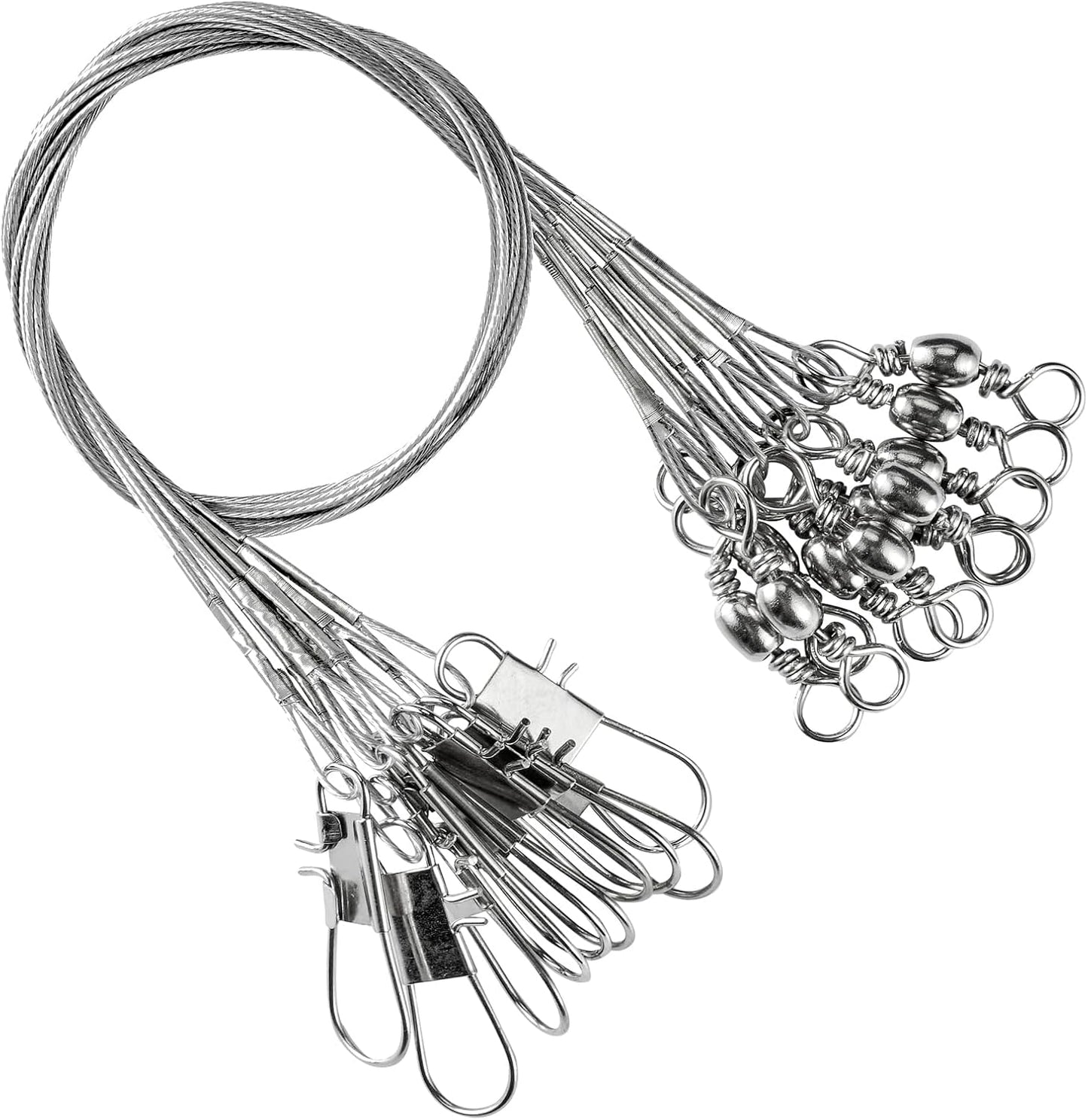 AMYSPORTS Freshwater Wire Fishing Leader Stainless Heavy Duty Wire Leader Fishing Saltwater Rigs Leaders Fishing Steel White Nickel