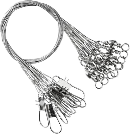 AMYSPORTS Freshwater Wire Fishing Leader Stainless Heavy Duty Wire Leader Fishing Saltwater Rigs Leaders Fishing Steel White Nickel