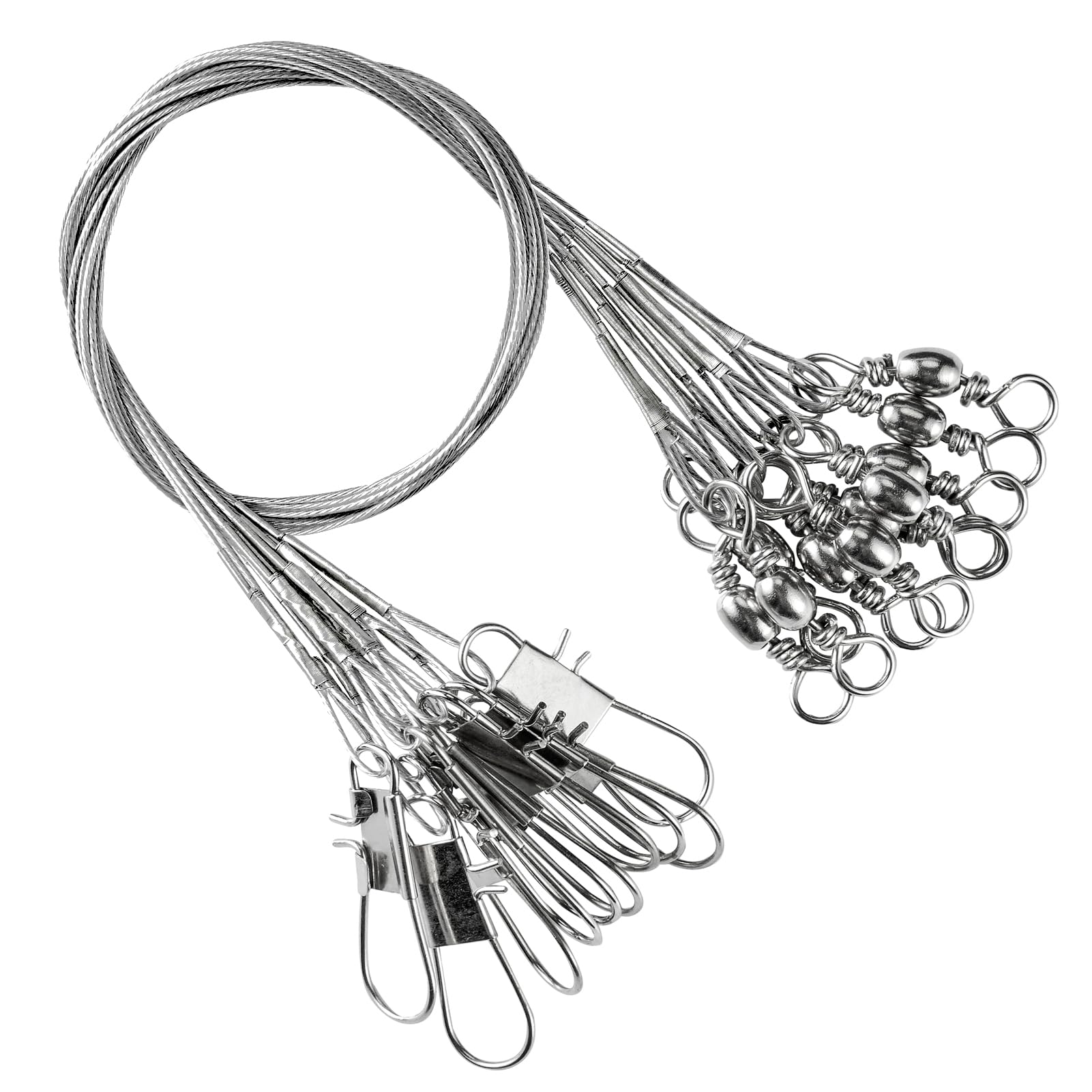 AMYSPORTS Freshwater Wire Fishing Leader Stainless Heavy Duty Wire Leader Fishing Saltwater Rigs Leaders Fishing Steel White Nickel