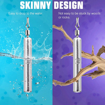 AMYSPORTS Drop Shot Weights Fishing Lead Drop Saltwater Fishing Weight Freshwater Drift Sinker Fishing Weight Bass Rig Cylinder Removable Catfishing