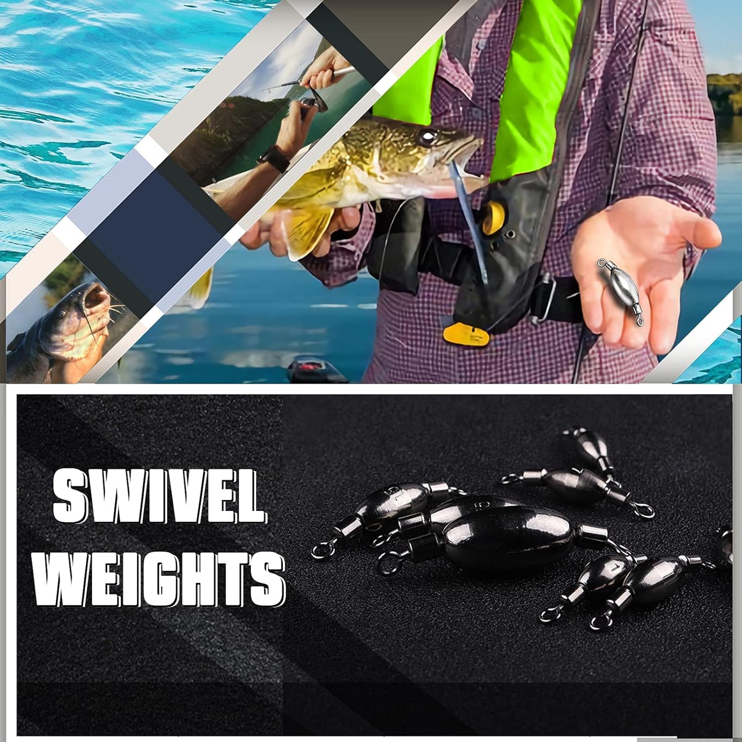 AMYSPORTS Drop Shot Fishing Sinkers Tackle Casting Swivel Fishing Weight Sinker Bullet Fishing Sinker Saltwater Removable Freshwater