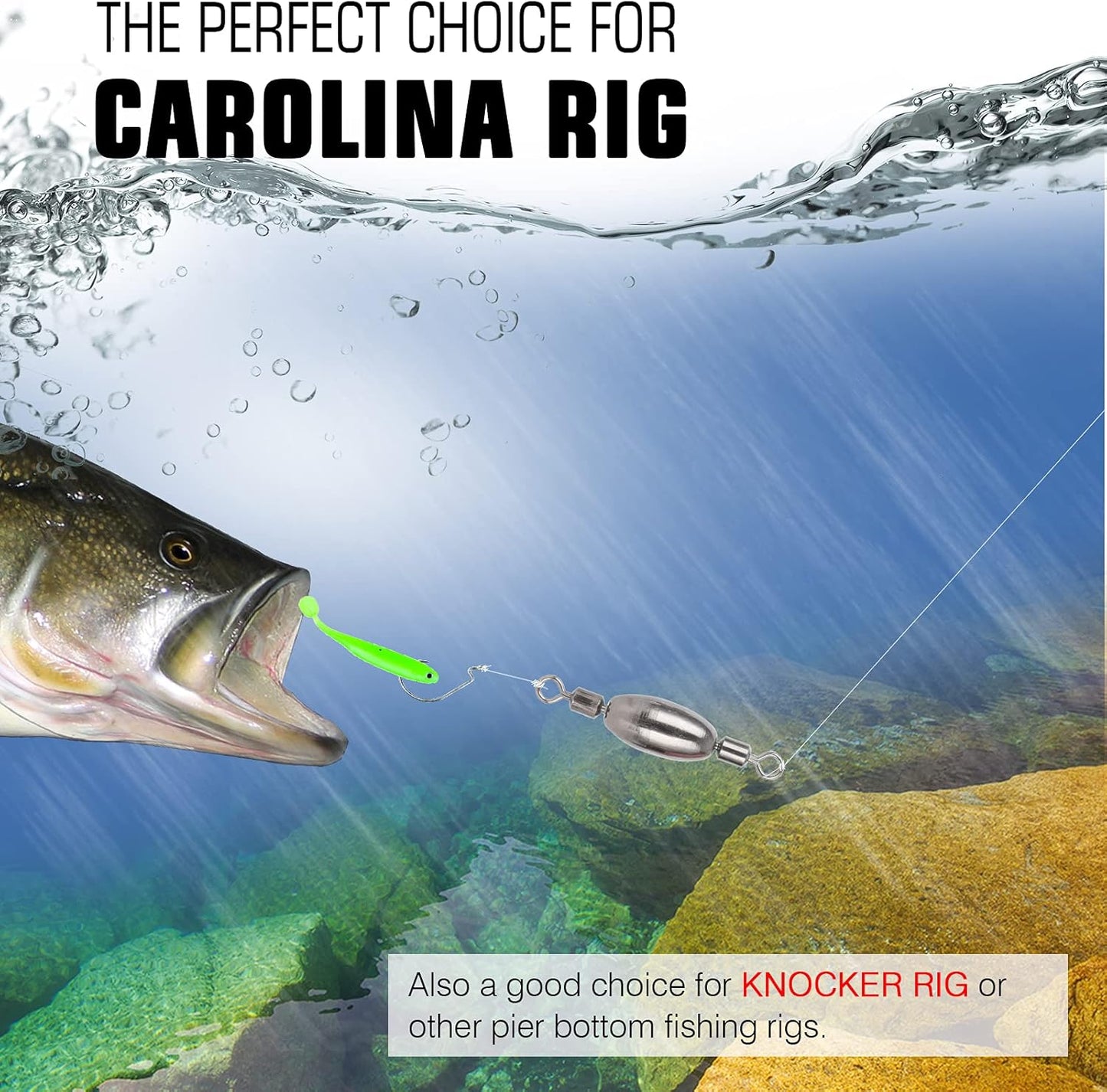 AMYSPORTS Drop Shot Fishing Sinkers Tackle Casting Swivel Fishing Weight Sinker Bullet Fishing Sinker Saltwater Removable Freshwater