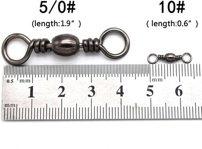Fishing Barrel Swivel Stainless Steel Sea Fishing Hooks Connector Rolling Swivel for Sea Fishing-Size10#-5/0#,51Lb-317Lb