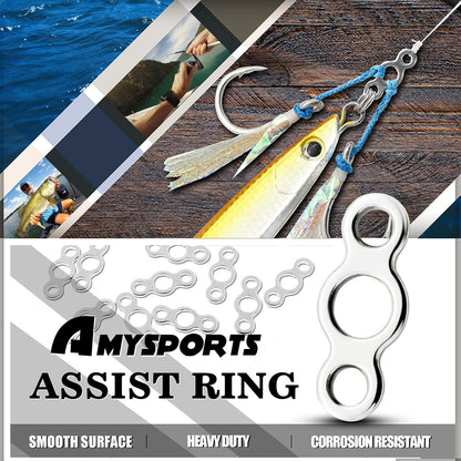 AMYSPORTS Line Connector Solid Ring Fishing High Strength Jigging Ring Stainless Lure Remover Solid Rings Fishing Saltwater Freshwater