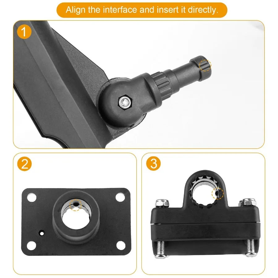 Boat Fishing Pole Rod Holder 360 Rotatable Kayak Side Rail Mount Adjustable Folding Rod Holder w Large Clamp